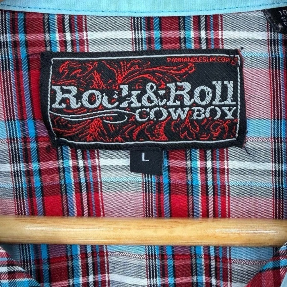 Rock‎ and Roll Cowboy Mens Large Pearl Snap Long Sleeve Shirt Western Rodeo Work - Picture 5 of 6